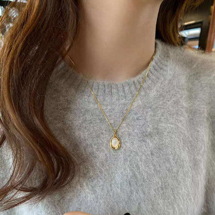 Wholesale Titanium steel necklace versatile niche accessory high-end exquisite sweater chain simple copper pendant