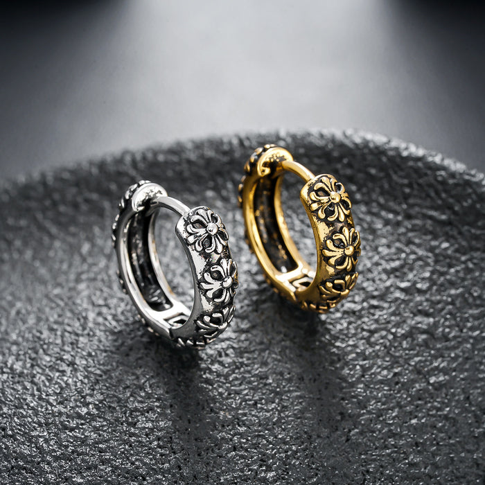 Wholesale Cross earrings, fashionable retro personalized design, patterned ear buckles, women's high-end and versatile earrings