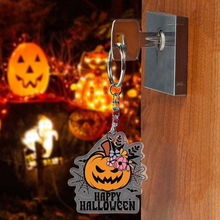 Wholesale Acrylic Pumpkin Head Halloween Keychain JDC-KC-LvQ001