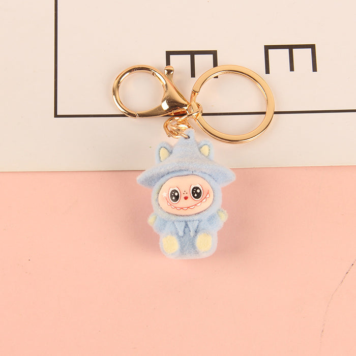 Wholesale Hat-wearing flocked cartoon character keychain