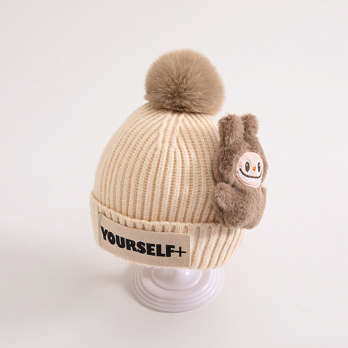 Wholesale Children' s hat winter knitted hat cartoon wool ball winter wool hat