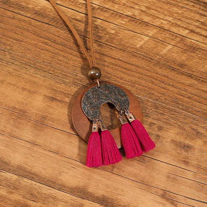 Wholesale Ethnic Literary Retro Tassel Flower Shell Necklace Fashion Accessory Gift MOQ≥2
