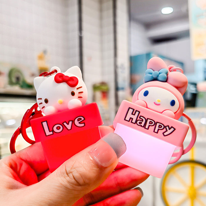 Wholesale Cartoon glowing doll keychain cute backpack car pendant