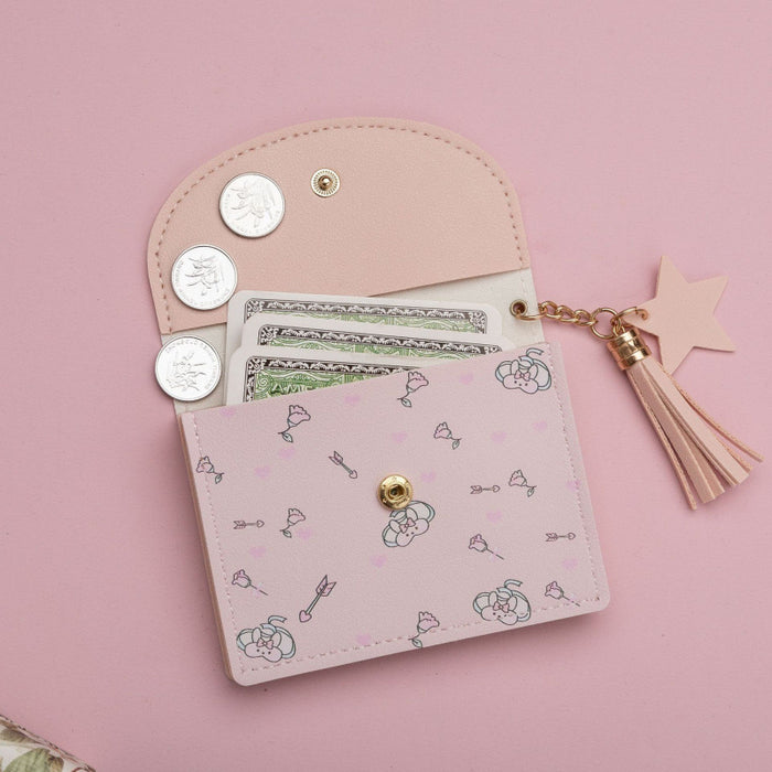 Wholesale Cute Cartoon Print PU Tassel Card Holder Multi-slot Wallet Student Gift Accessory