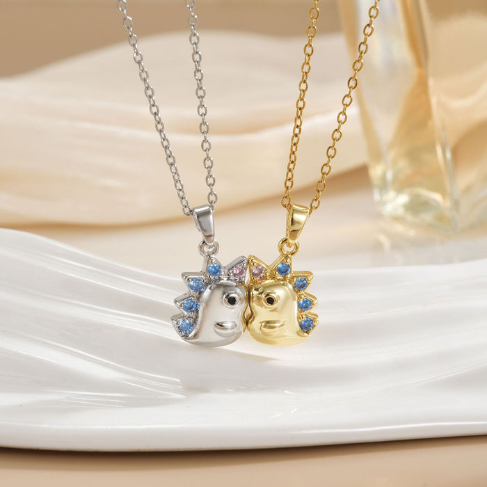 Wholesale Cartoon rainbow heart magnetic interlocking choker necklace