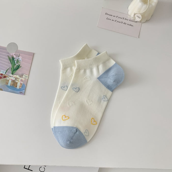 Wholesale All in one machine boneless cotton boat socks college style cute socks