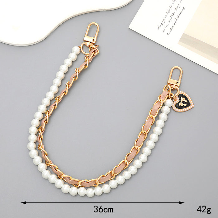 Wholesale Pearl Handheld Chain DIY Mobile Phone Case Accessories Metal Chain Keychains JDC-KC-GL003