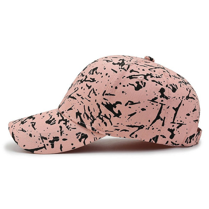 Wholesale Fully printed asymmetrical baseball cap with paint dots for sun protection and pure cotton duckbill cap