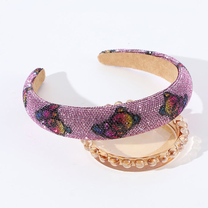 Wholesale Bear all-inclusive rhinestone high-end headband for going out,  all-purpose,  high-top head with baby' s breath and diamonds,  famous warm hair accessories