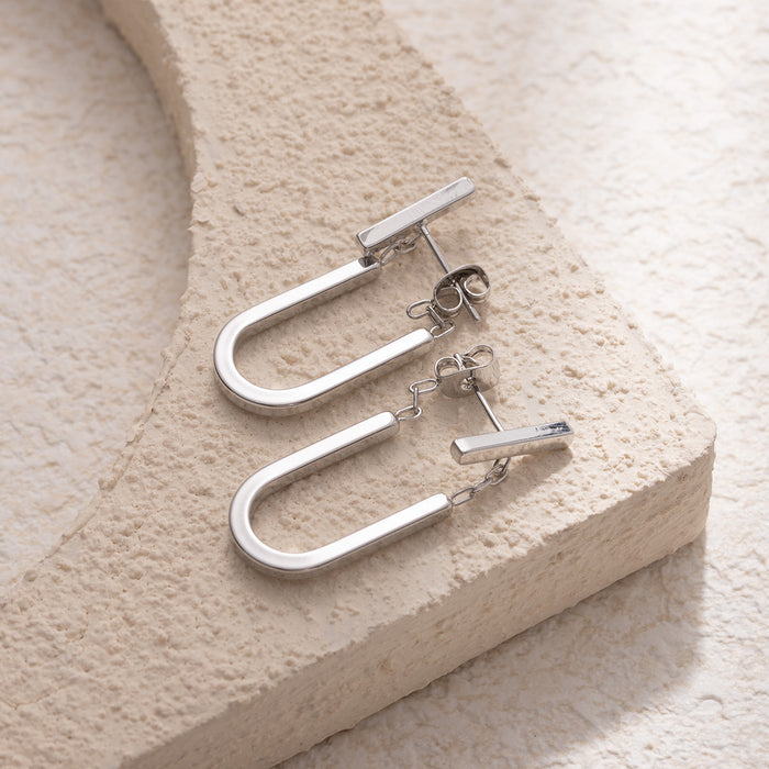 Wholesale Simple and versatile commuting earrings, daily versatile geometric design silver needle earrings