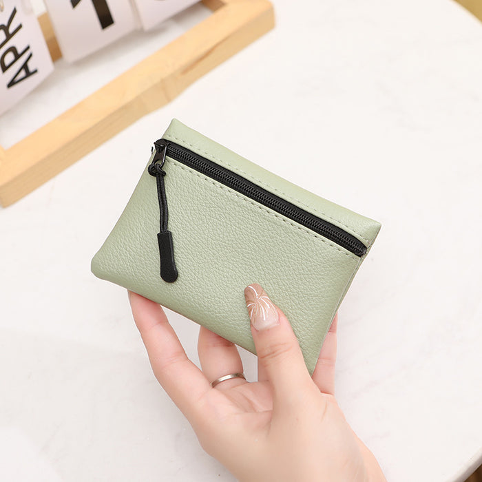 Wholesale pattern zipper coin purse solid color PU soft leather women's Coin card bag