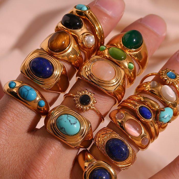Wholesale Personalized Oil-Drip Ring Stainless Steel Plated with Gold Peach Heart Flower