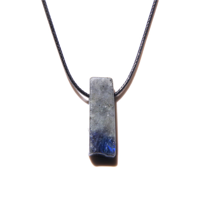 Wholesale Irregularly shaped raw stone flat tube pendant and stone bead necklace