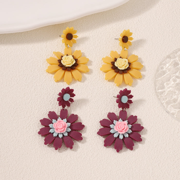 Wholesale opening season sunflower all-match fashion casual earrings earrings