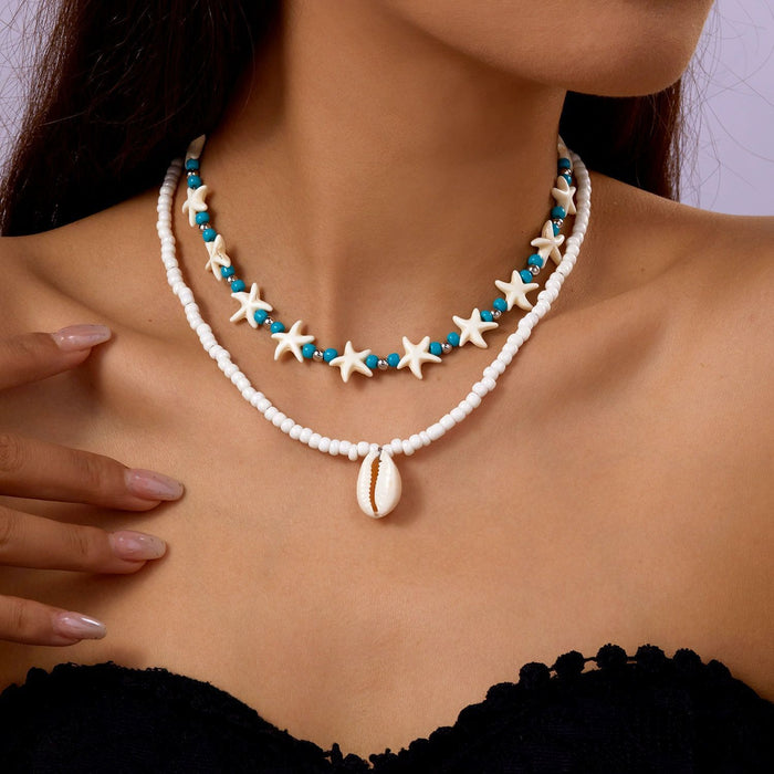 Wholesale Natural Shell Necklace Women Beaded Light Luxury Necklace Bohemian Niche Design