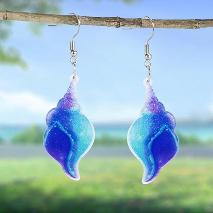 Wholesale Blue Sea Shell Acrylic Pendant Earrings JDC-ES-Yuhen004