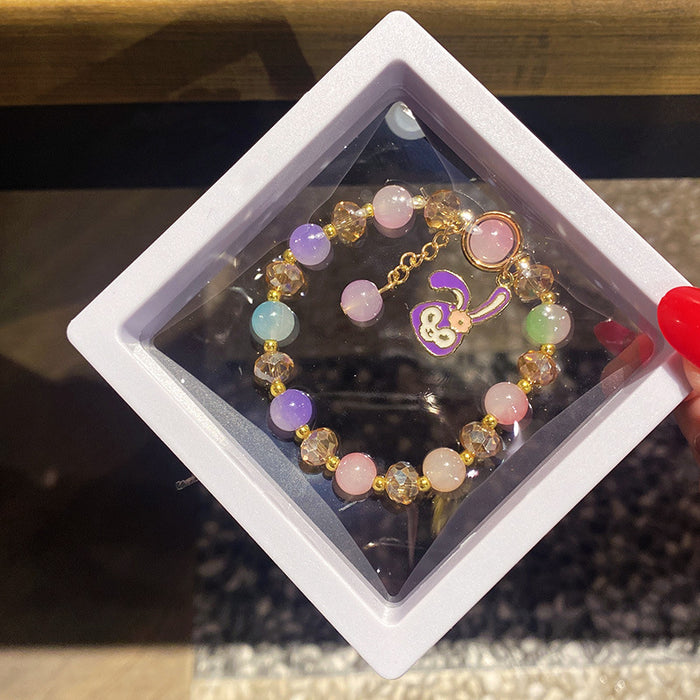 Wholesale Children' s Crystal Beaded Double Color Glaze Bracelet