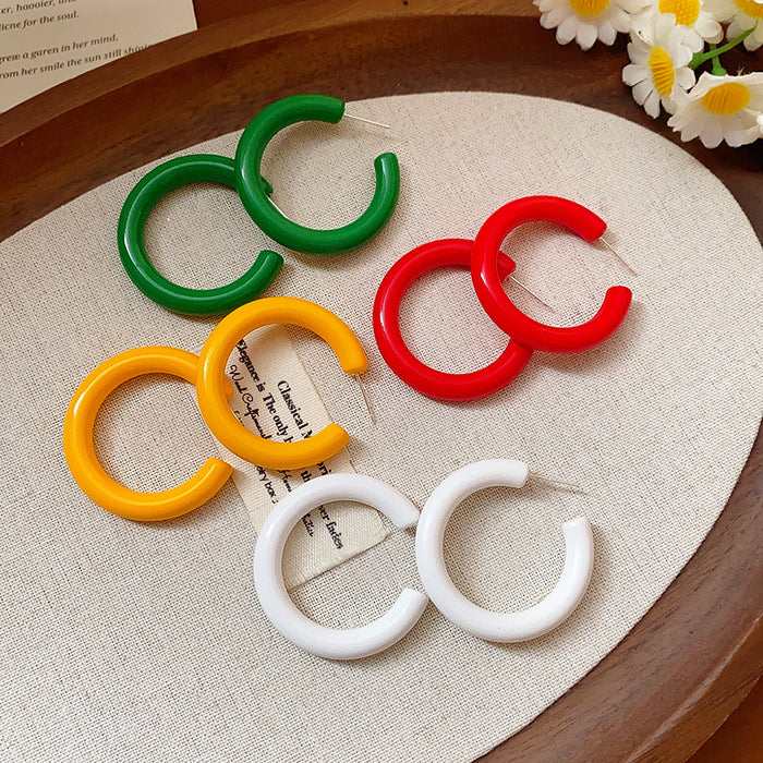 Wholesale Silver Needle Round Hoop Earrings Summer Fresh Simple Earrings Fashion Earrings