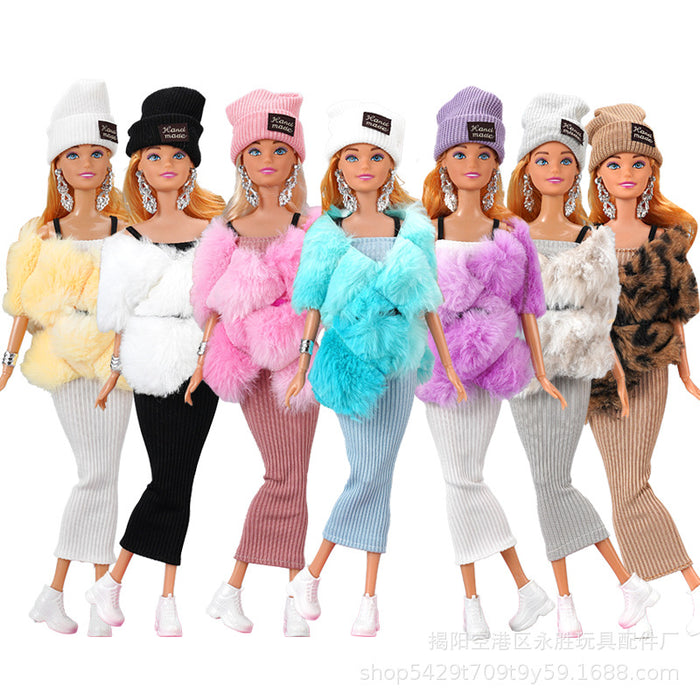 Wholesale double plush long tube skirt doll hat