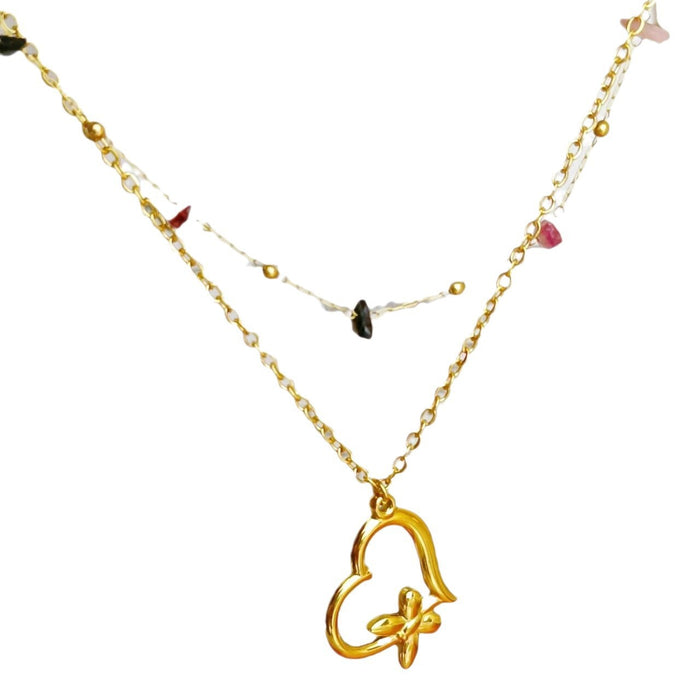 Wholesale Beach starfish oil drop flower necklace, stainless steel collarbone chain, colorfast and versatile accessory