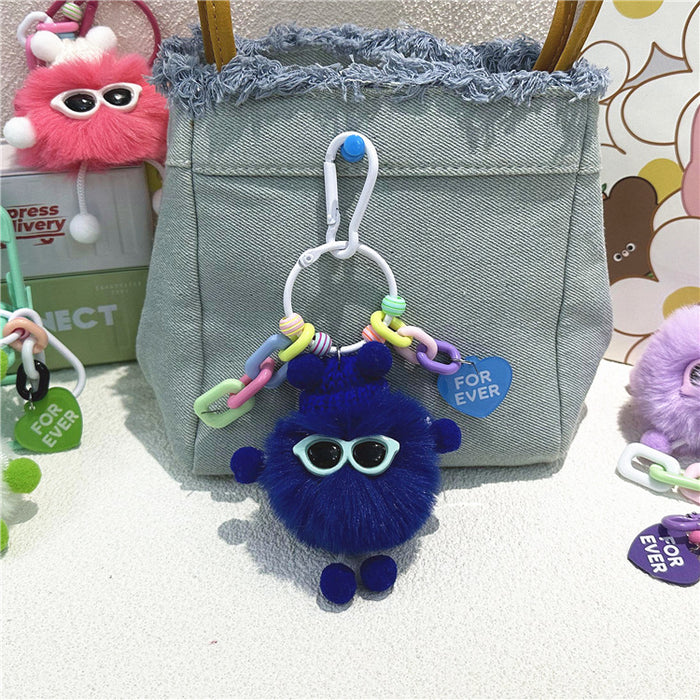 Wholesale Cartoon Plush Briquette Keychain Colorfulful Cute Doll Student School Bag Pendant Key Chain Pendant Small Gift