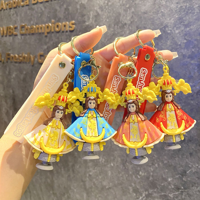 Wholesale Jesus Saint Keychain Pendant PVC Soft Glue Virgin Bag Car Key Chain Jewelry Gift