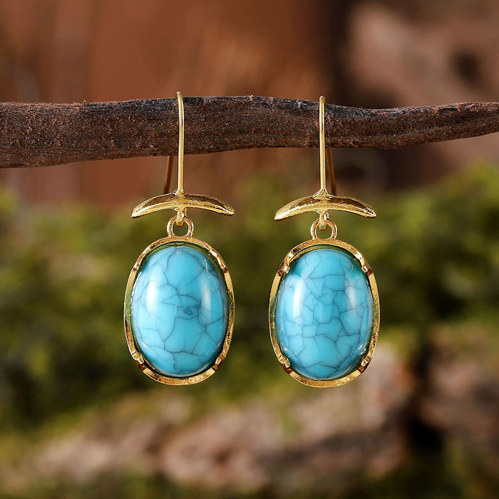 Wholesale Stylish Retro Exquisite Gemstone Pendant Earrings