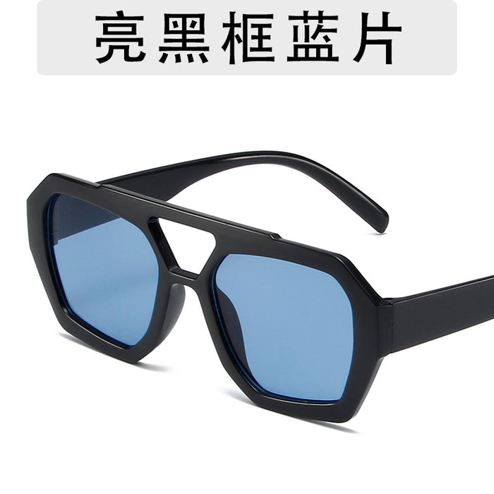 Wholesale Fashion Sunglasses Large Frame Double Beam Sunglasses Leopard Pattern Color Personalized Wearing Glasses