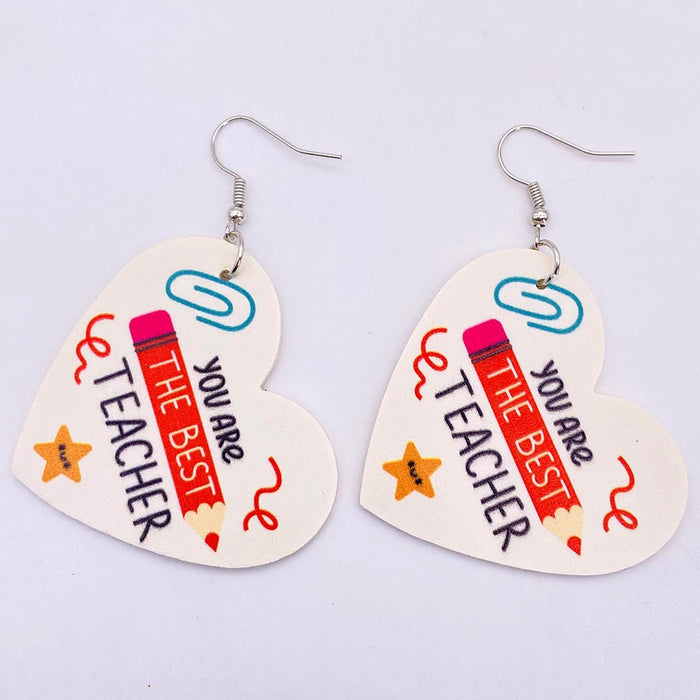 Wholesale earrings Teacher's Day heart-shaped leather earrings JDC-ES-ChengY030