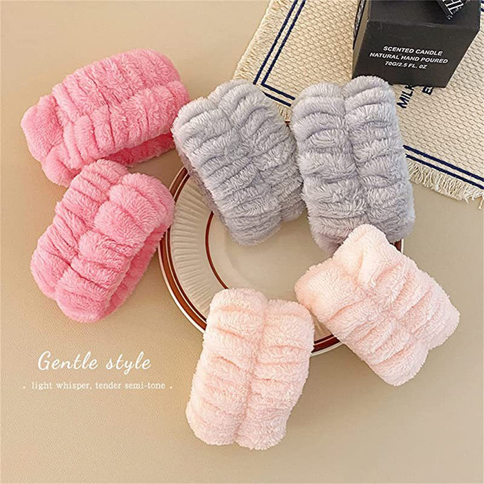 Wholesale Solid Color Plush Wristband Women' s Face Wash Wrist Waterproof Headb Flannel Sweat Wipe Bracelet