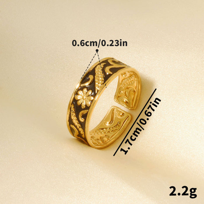 Wholesale Stainless steel retro artistic opening ring, women's niche design, ring accessories