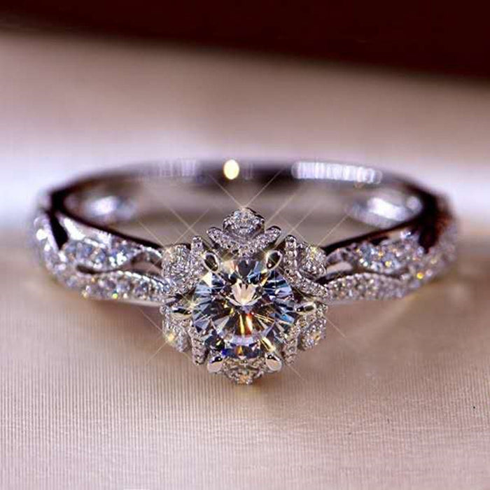 Wholesale Diamond inlaid flower ring luxury ring jewelry