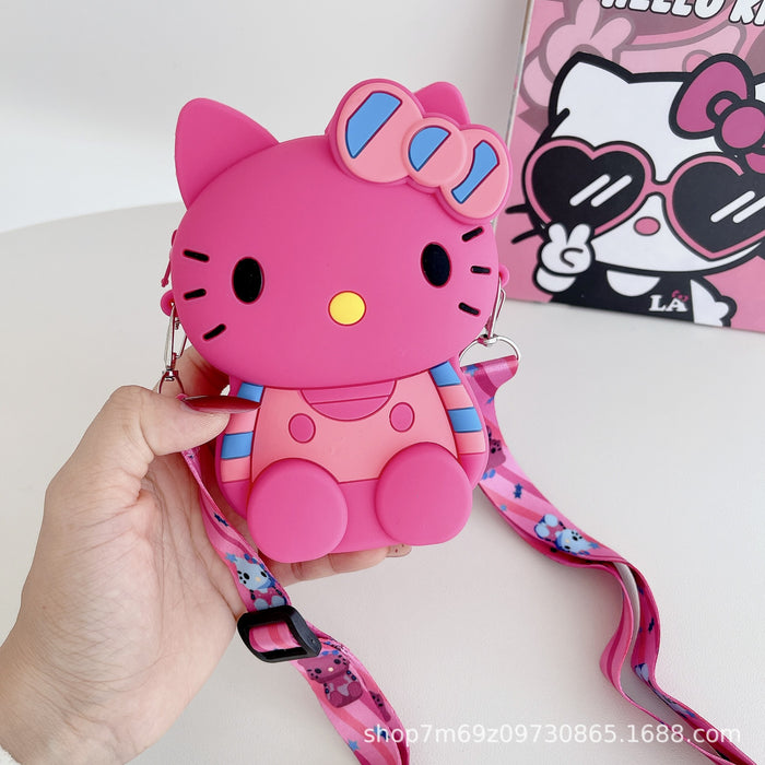 Wholesale Cartoon children's silicone coin purse hanging neck cute