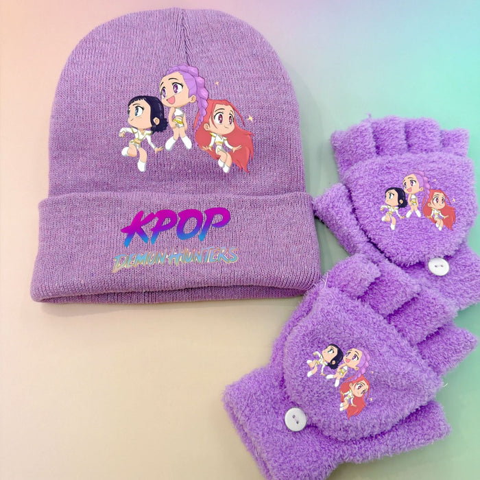 Wholesale Printed knit hat and warm knitted gloves