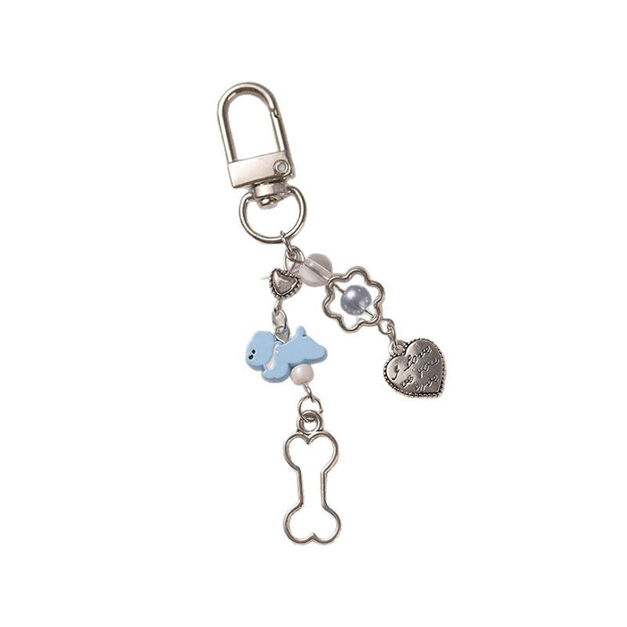 Wholesale Blue puppy phone chain pendant bag pendant keychain heart pendant