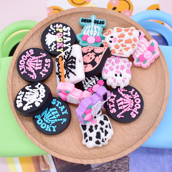 Wholesale  horror beads beaded patch PVC soft glue handmade detachable ballpoint pen accessories