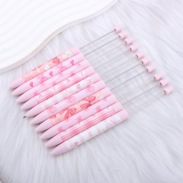 Wholesale DIY Butterfly Beaded Pen Cute Pink Ballpoint minimum quantity: 2