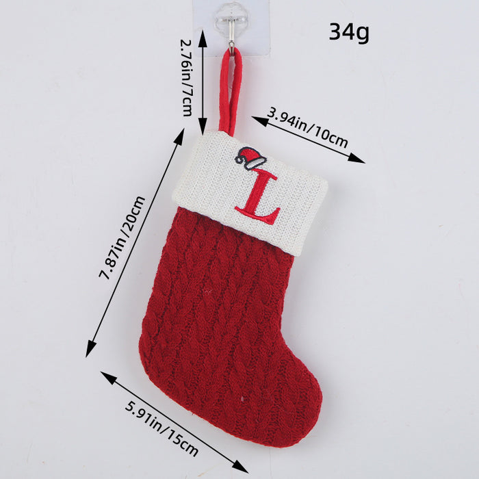 Wholesale Classic Red Letter Christmas Socks Wool Knitted Christmas Socks Festive Christmas Pendant Decoration