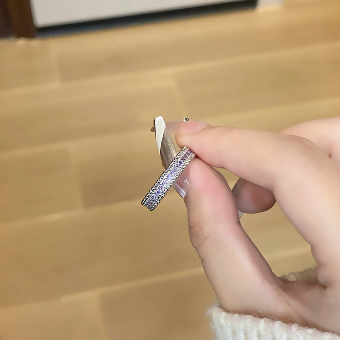 Wholesale Light luxury purple diamond zircon series temperament versatile open ring with niche design sense