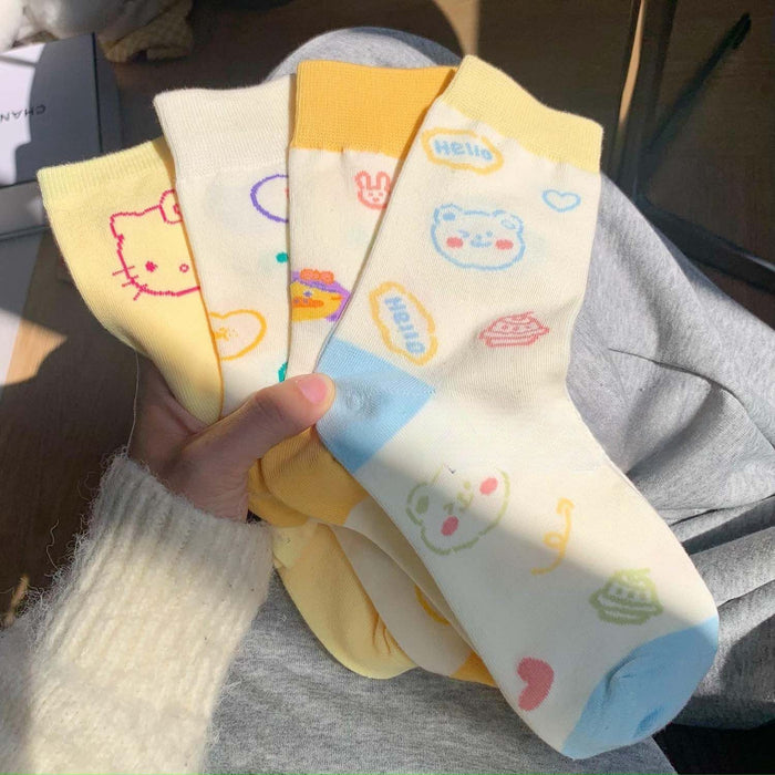 Wholesale Cartoon Illustration Little Bear Jacquard Socks