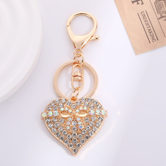 Wholesale Keychain Exquisite Alloy Diamond Bag Pendant Heart Hanging