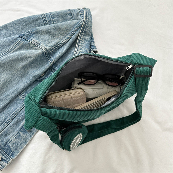 Wholesale New shoulder bag, corduroy, versatile for commuting, large capacity crossbody bag
