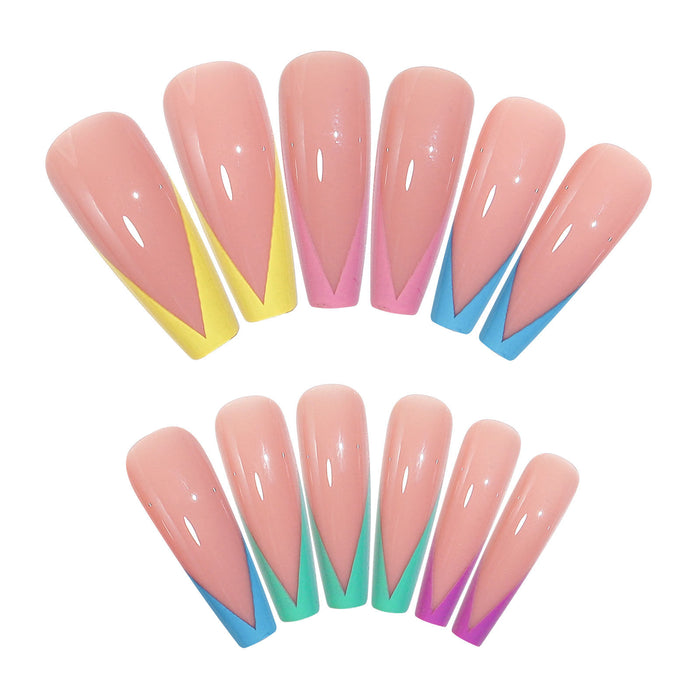 Wholesale Nail Stickers Plastic Long Ballerina Colorful French Dress Nail Art JDC-NS-oumei014