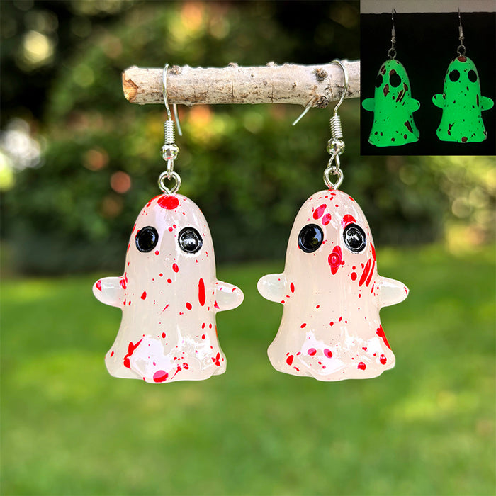 Wholesale Halloween Luminous Resin Earrings Stereo White Ghost Pumpkin Pendant