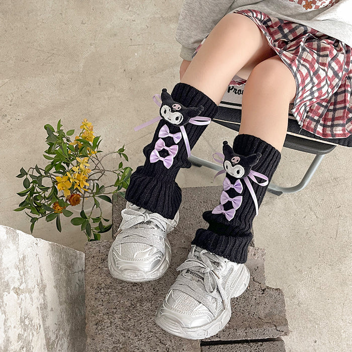 Wholesale Bowknot leg warmers stacked socks autumn doll knitted calf warmers for women