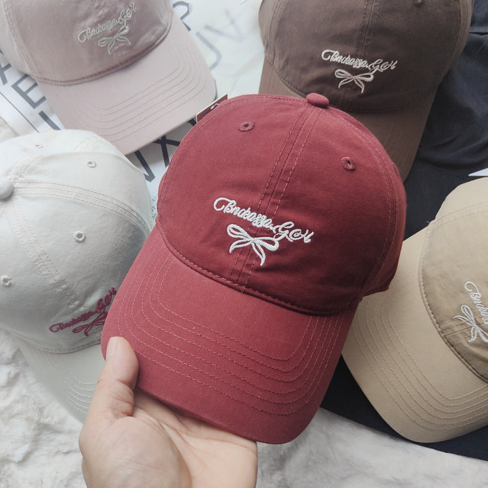 Wholesale New letter bow embroidered baseball cap, sun protection and sunshade cap, duckbill cap