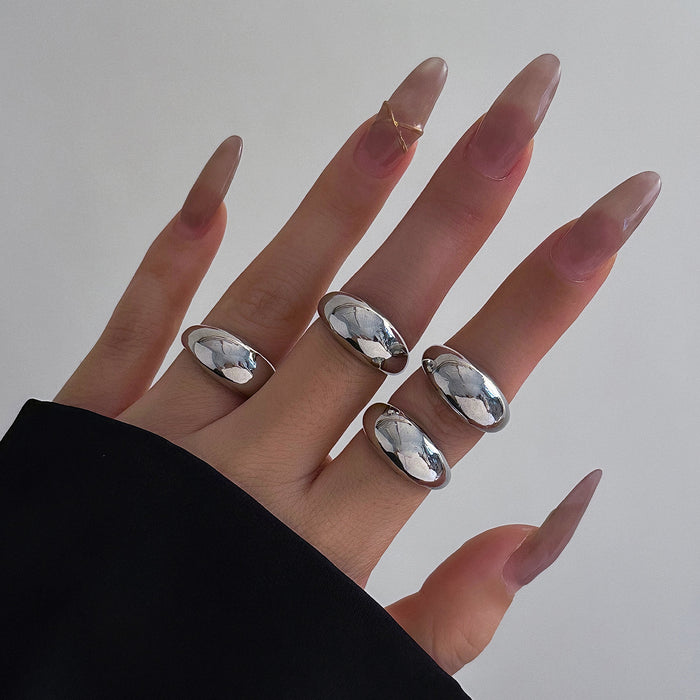 Wholesale ENiche trend design geometric arc ring joint ring exaggerated open set ring