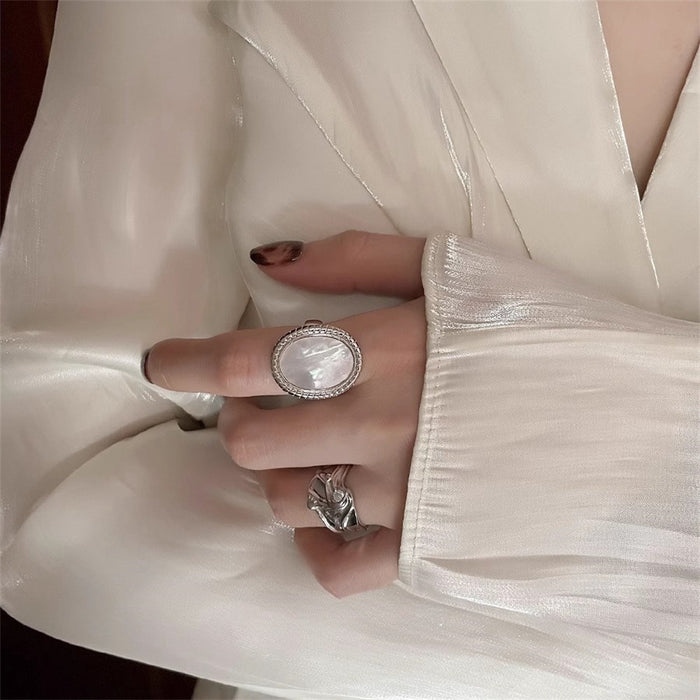 Wholesale Natural White Fritillaria Ring Women's  Food Finger Ring