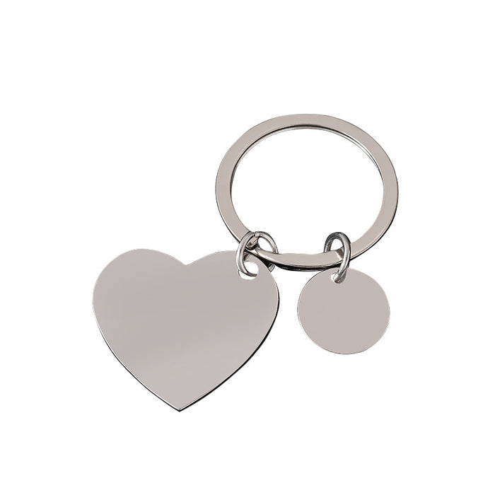 Wholesale Stainless Steel Peach Heart Small Engraved Metal Keychain