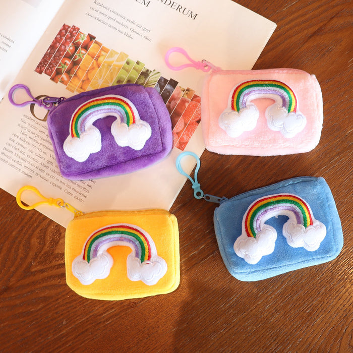 Wholesale New Square Candy Color Rainbow Card Holder Keychain Bag Hanging Women' s Small Wallet Student Mini Storage Bag